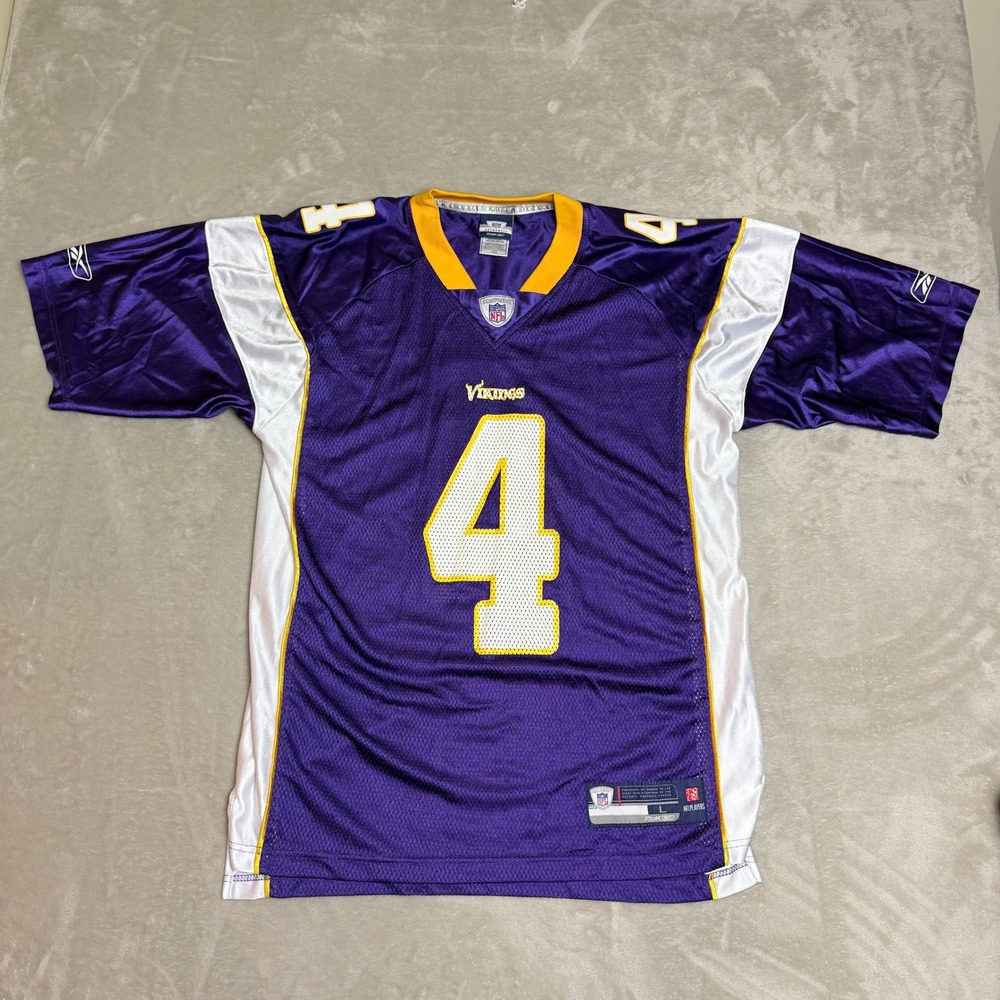 Vintage Reebok Brett Favre Minnesota Vikings Jersey Mens Large Purple #4 NFL Y2K